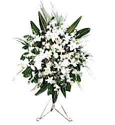 Beyaz lilyum, beyaz gerbera ve karışık beyaz mevsim çiçekleri ile hazırlanmış açılış, düğün ve nikah çiçeği.