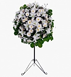 Beyaz lilyum ve beyaz gerbera ile hazırlanmış açılış, düğün, nişan ve nikah çiçeği.